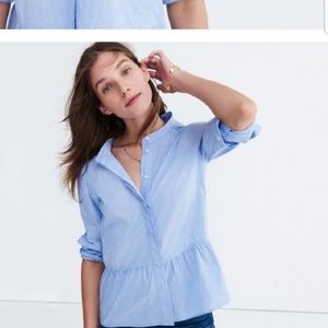 Madewell Lakeside Peplum Shirt in Waterfall Blue